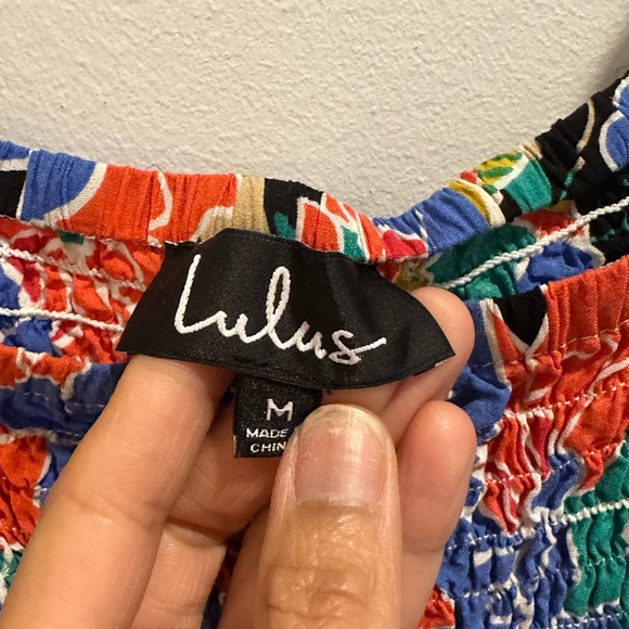 EUC Lulus Tropico Blue Multi Floral Romper, medium - Picture 4 of 9